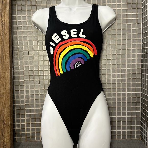Diesel Black Rainbow Graphic Bodysuit – NWOT 🌈✨ - Picture 3 of 4